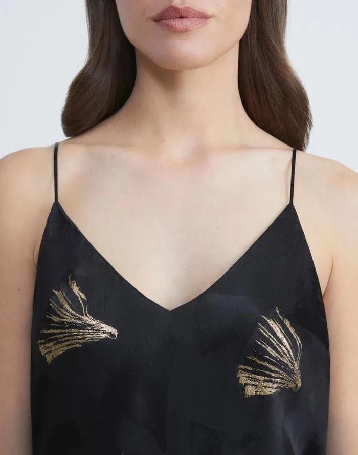 Lafayette 148 New York Metallic Leafed Pages Jacquard Camisole Black Multi Ready To Wear Blouses and Shirts
