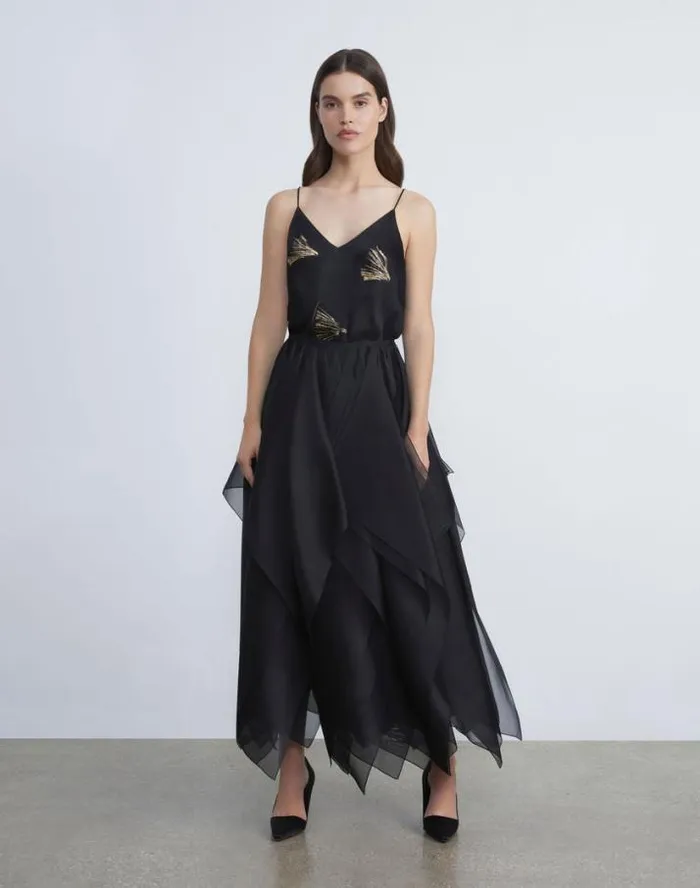 Lafayette 148 New York Metallic Leafed Pages Jacquard Camisole Black Multi Ready To Wear Blouses and Shirts