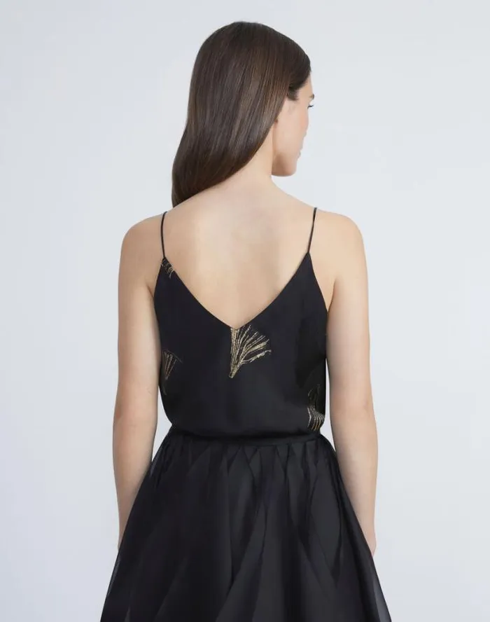 Lafayette 148 New York Metallic Leafed Pages Jacquard Camisole Black Multi Ready To Wear Blouses and Shirts