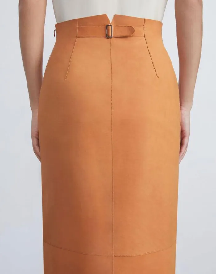 Lafayette 148 New York Nubuck Suede Pencil Skirt Antique Bronze Ready To Wear Skirts
