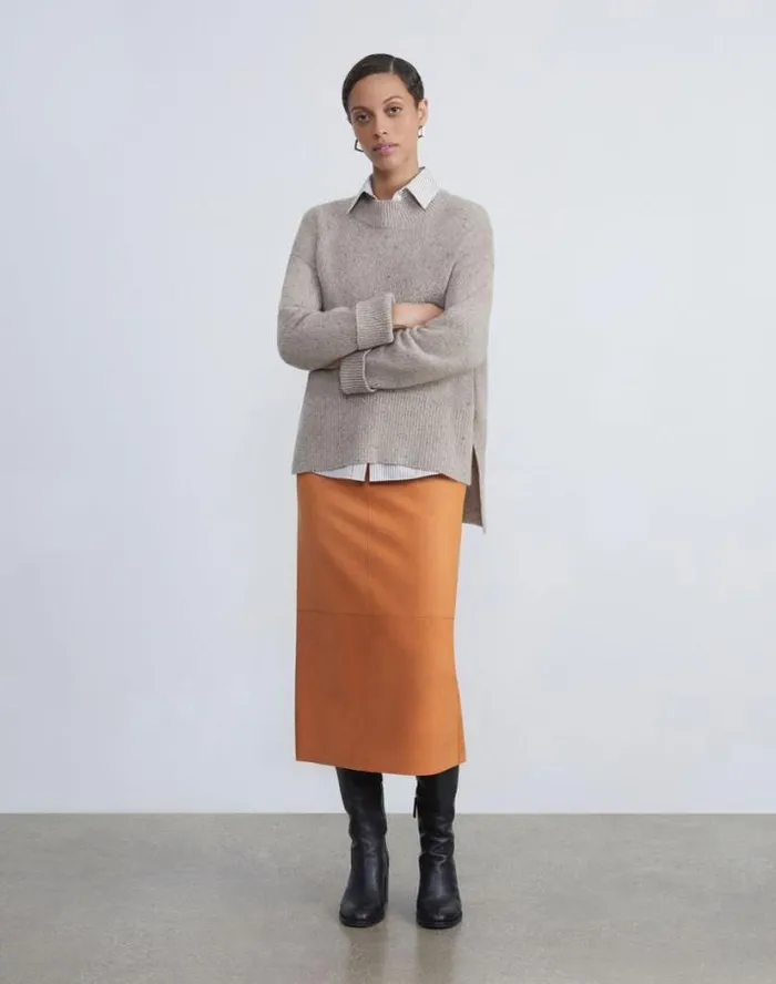 Lafayette 148 New York Nubuck Suede Pencil Skirt Antique Bronze Ready To Wear Skirts