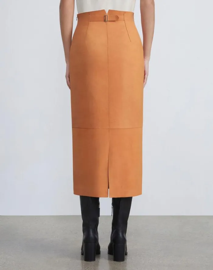 Lafayette 148 New York Nubuck Suede Pencil Skirt Antique Bronze Ready To Wear Skirts