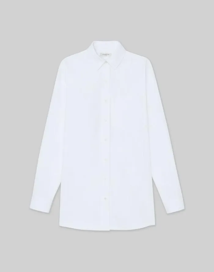 Lafayette 148 New York Organic Cotton Poplin Oversized Shirt White Ready To Wear Blouses and Shirts Lafayette 148 New York Organic Cotton Poplin Oversized Shirt White Ready To Wear Blouses and Shirts