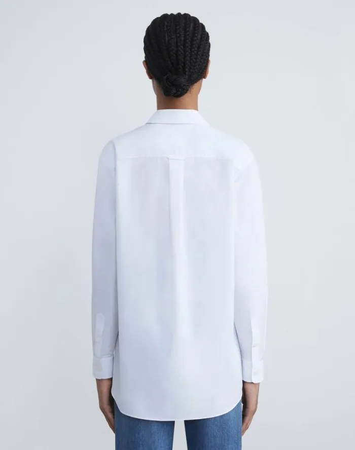 Lafayette 148 New York Organic Cotton Poplin Oversized Shirt White Ready To Wear Blouses and Shirts