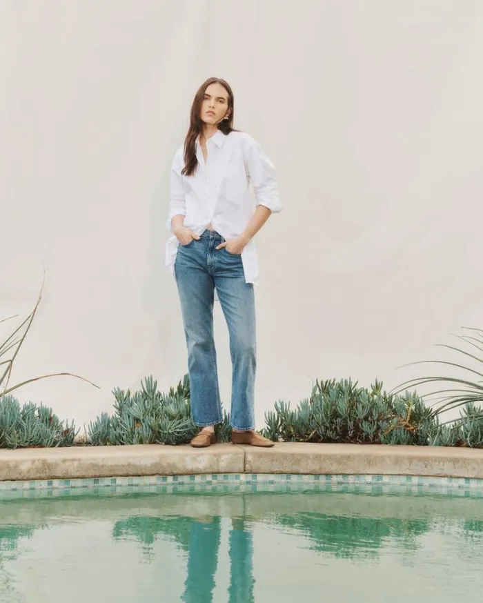 Lafayette 148 New York Organic Cotton Poplin Oversized Shirt White Ready To Wear Blouses and Shirts