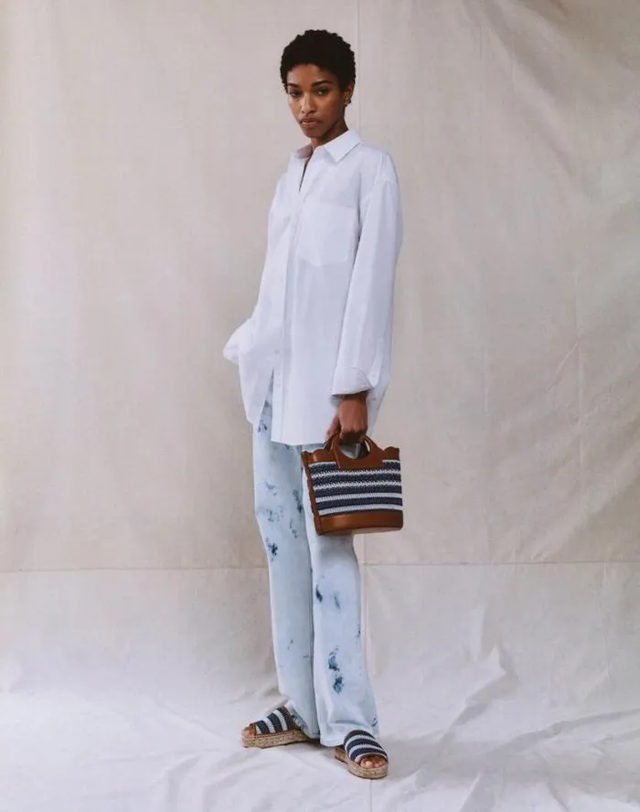 Lafayette 148 New York Organic Cotton Poplin Oversized Shirt White Ready To Wear Blouses and Shirts