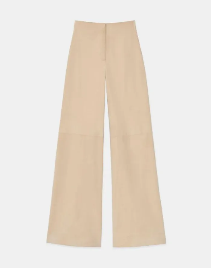 Lafayette 148 New York Paperfine Suede Thames Wide Leg Pant Dune Ready To Wear Pants and Shorts Lafayette 148 New York Paperfine Suede Thames Wide Leg Pant Dune Ready To Wear Pants and Shorts
