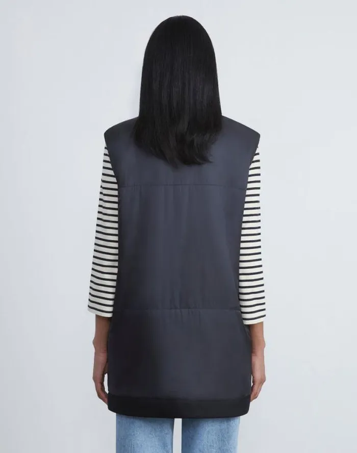 Lafayette 148 New York Regenerated Poly Tech Quilted Vest Black Ready To Wear Jackets and Blazers