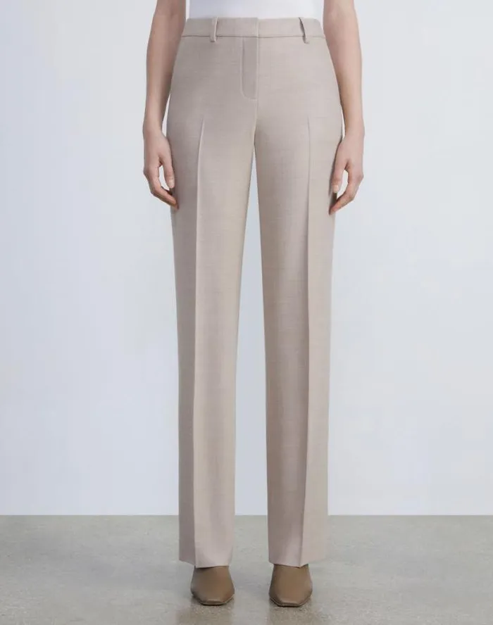 Lafayette 148 New York Virgin Wool Gates Pant Grey Heather Ready To Wear Pants and Shorts