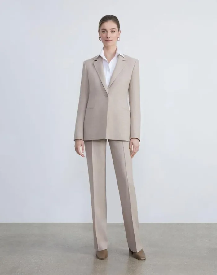 Lafayette 148 New York Virgin Wool Gates Pant Grey Heather Ready To Wear Pants and Shorts