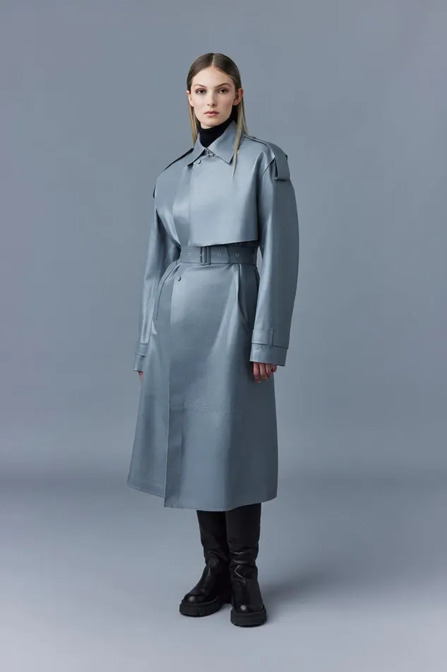 Leather Jackets Women Mackage ADRIANA Calfskin Trench Coat With Belt Black
