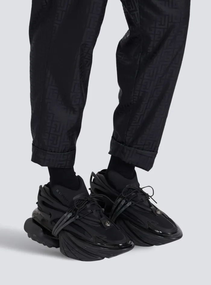 Leather Unicorn Lowtop Sneakers Black Men Balmain Sneakers
