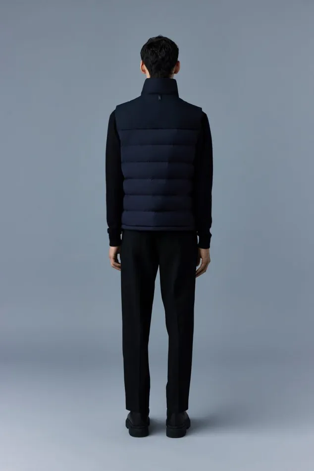 Light Down Jackets Men Mackage BOBBIE Agile360 Stretch Light Down Vest With Stand Collar Navy