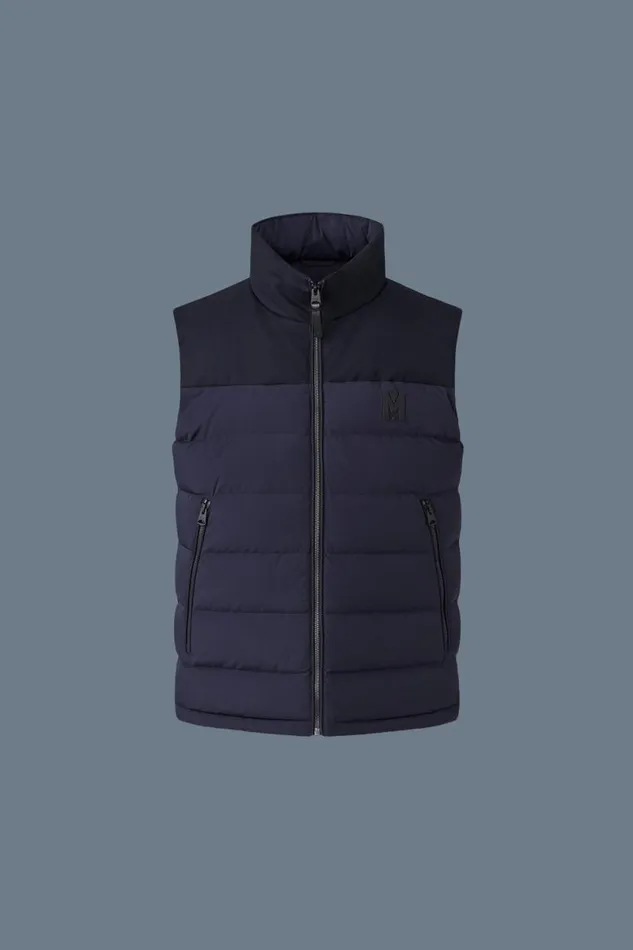 Light Down Jackets Men Mackage BOBBIE Agile360 Stretch Light Down Vest With Stand Collar Trench