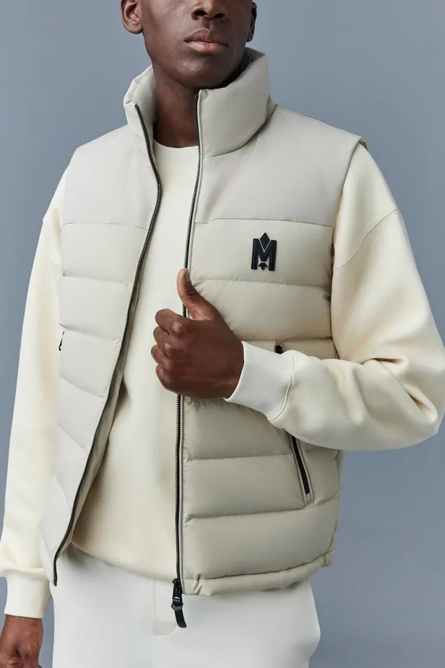 Light Down Jackets Men Mackage BOBBIE Agile360 Stretch Light Down Vest With Stand Collar Trench