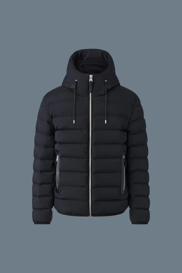 Light Down Jackets Men Mackage JACK Agile360 Stretch Light Down Jacket With Hood Black