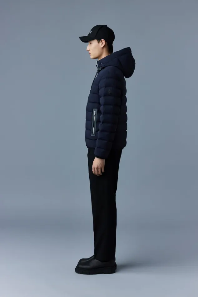 Light Down Jackets Men Mackage JACK Agile360 Stretch Light Down Jacket With Hood Black
