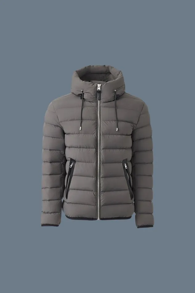 Light Down Jackets Men Mackage JACK Agile360 Stretch Light Down Jacket With Hood Black