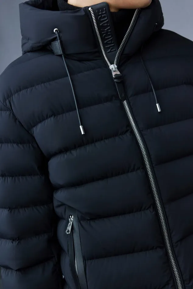 Light Down Jackets Men Mackage JACK Agile360 Stretch Light Down Jacket With Hood Black