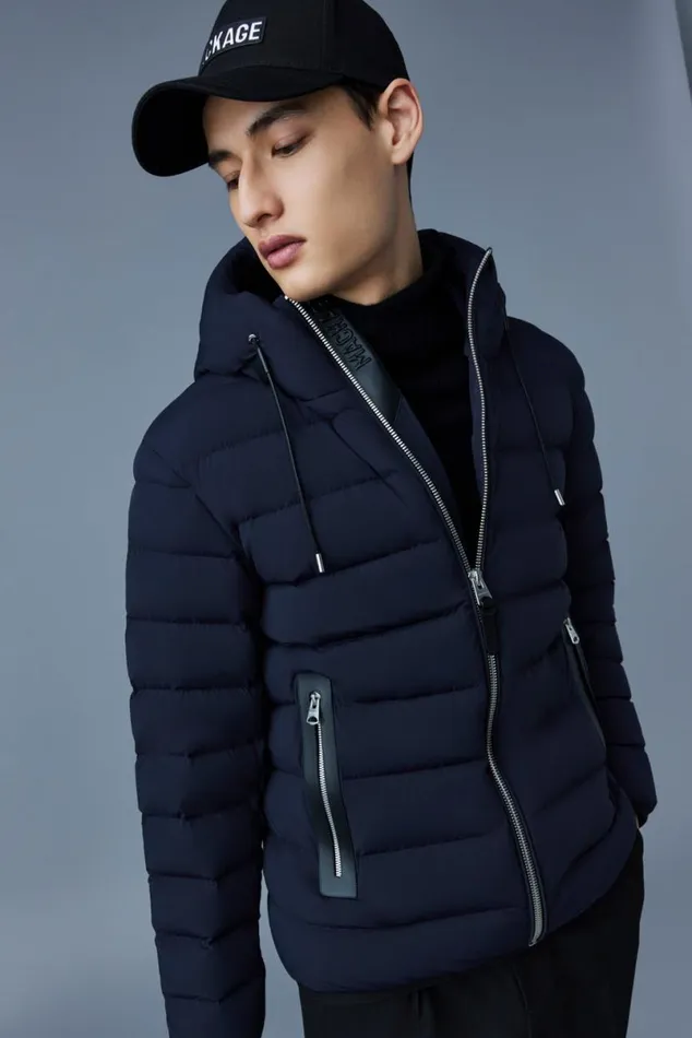 Light Down Jackets Men Mackage JACK Agile360 Stretch Light Down Jacket With Hood Black