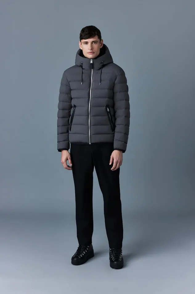 Light Down Jackets Men Mackage JACK Agile360 Stretch Light Down Jacket With Hood Black