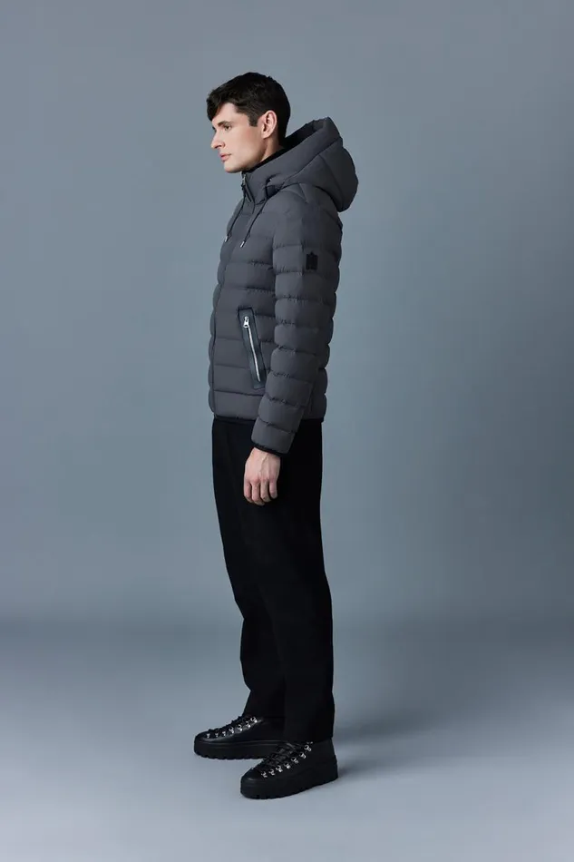 Light Down Jackets Men Mackage JACK Agile360 Stretch Light Down Jacket With Hood Black