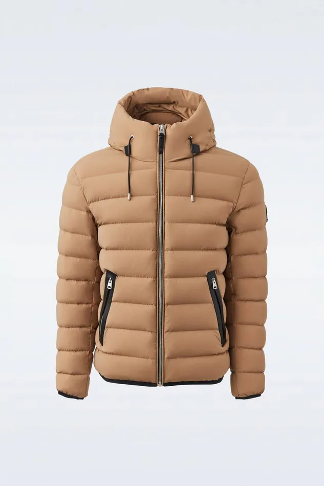 Light Down Jackets Men Mackage JACK Agile360 Stretch Light Down Jacket With Hood Black