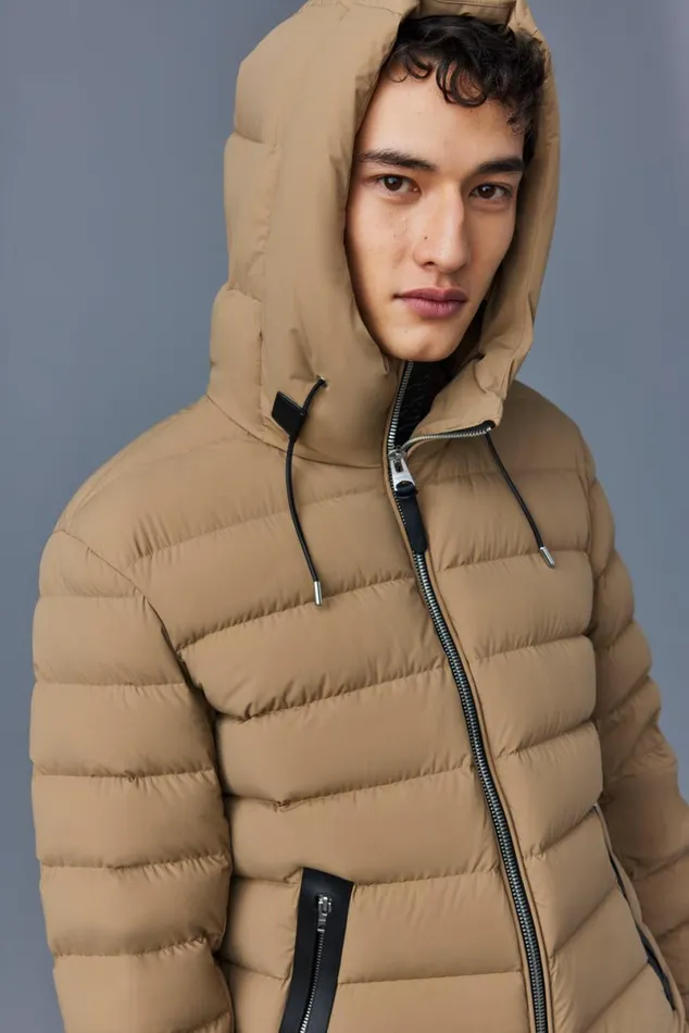 Light Down Jackets Men Mackage JACK Agile360 Stretch Light Down Jacket With Hood Black