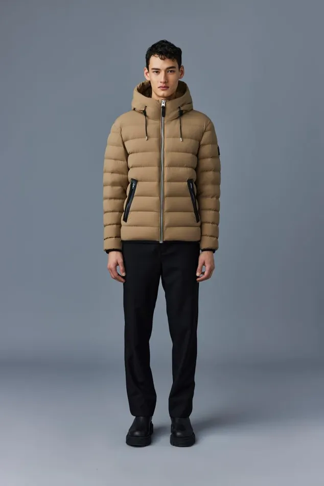 Light Down Jackets Men Mackage JACK Agile360 Stretch Light Down Jacket With Hood Black