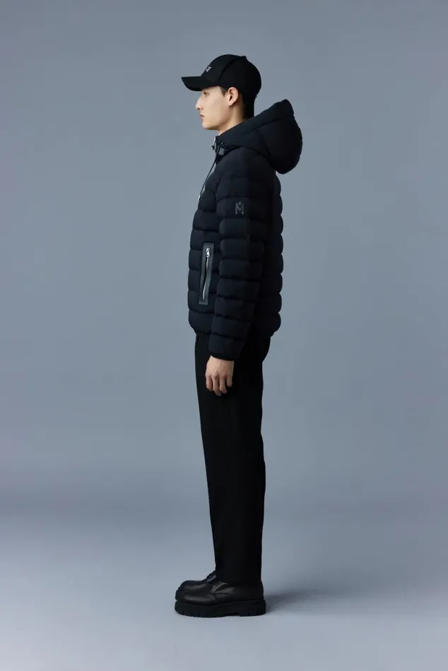 Light Down Jackets Men Mackage JACK Agile360 Stretch Light Down Jacket With Hood Black