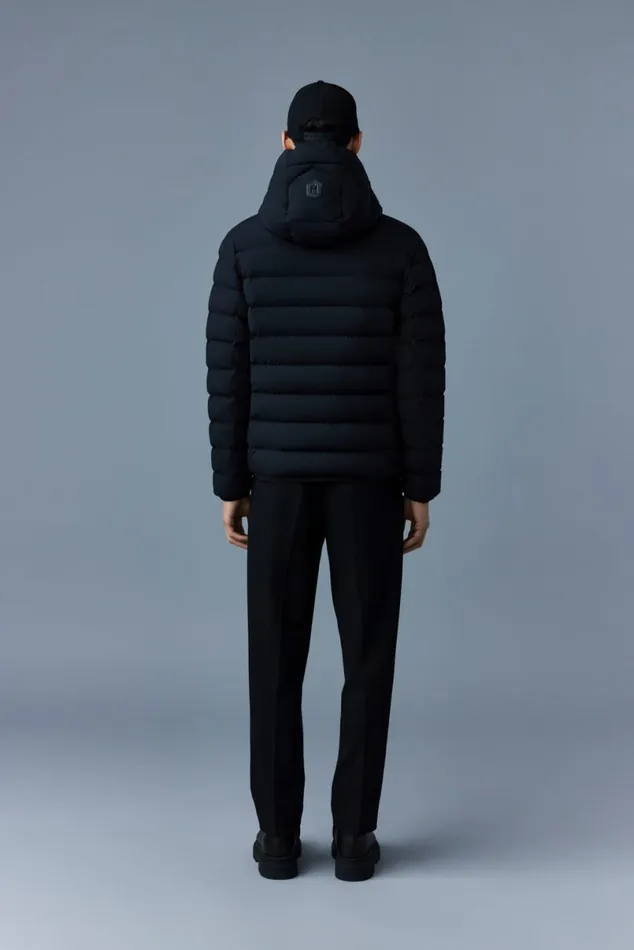 Light Down Jackets Men Mackage JACK Agile360 Stretch Light Down Jacket With Hood Black