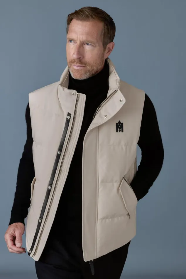 Light Down Jackets Men Mackage JOSEPH Nordic Tech Down Vest With Funnel Collar Black