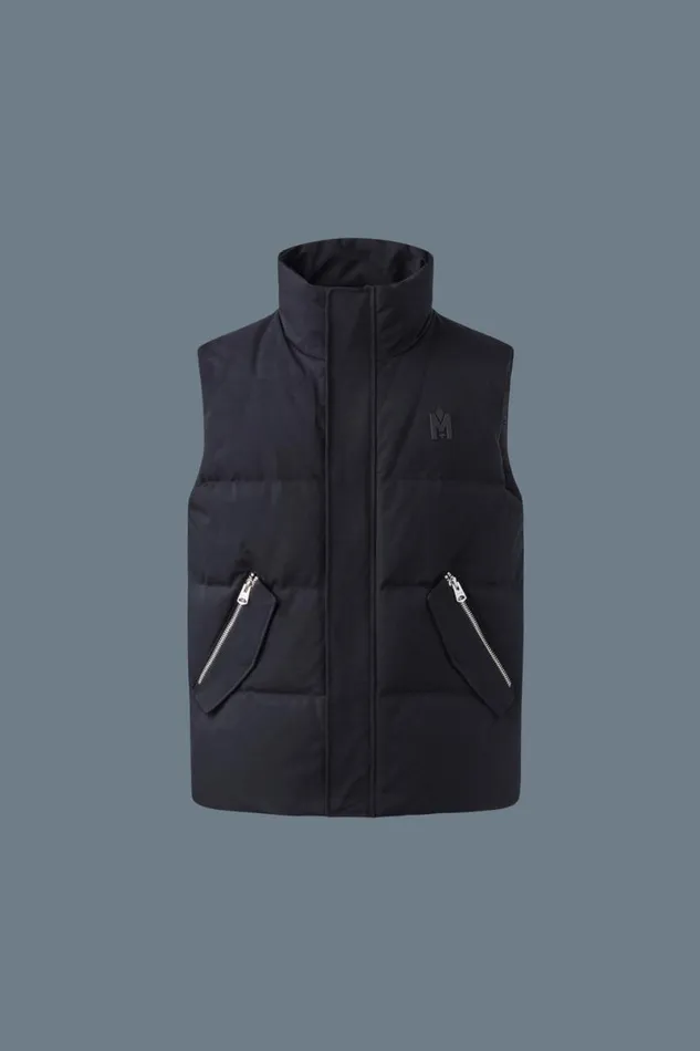 Light Down Jackets Men Mackage JOSEPH Nordic Tech Down Vest With Funnel Collar Trench