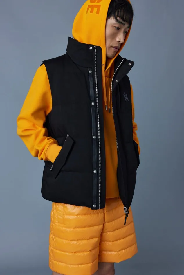 Light Down Jackets Men Mackage JOSEPH Nordic Tech Down Vest With Funnel Collar Trench