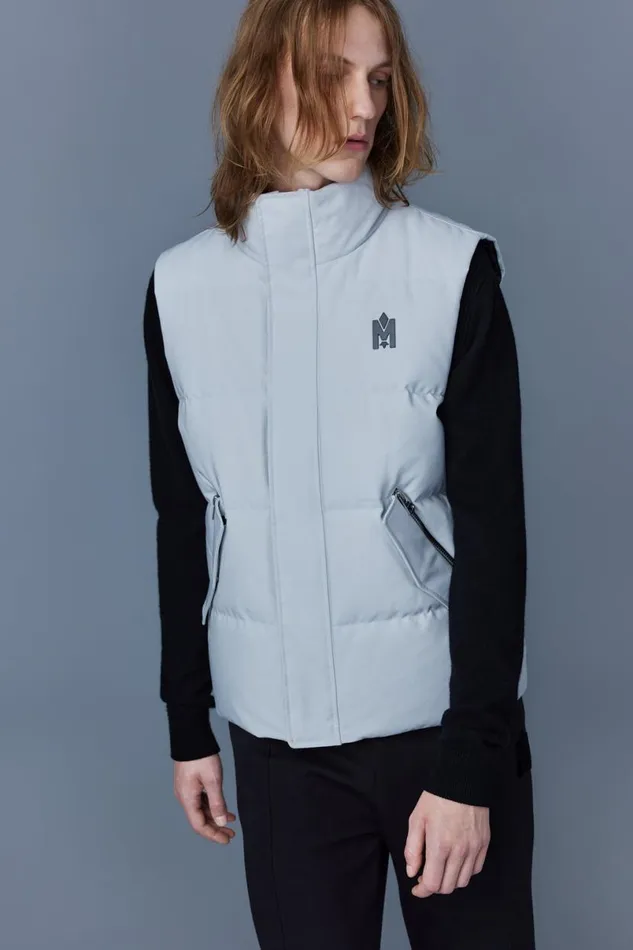 Light Down Jackets Men Mackage JOSEPH Nordic Tech Down Vest With Funnel Collar Trench