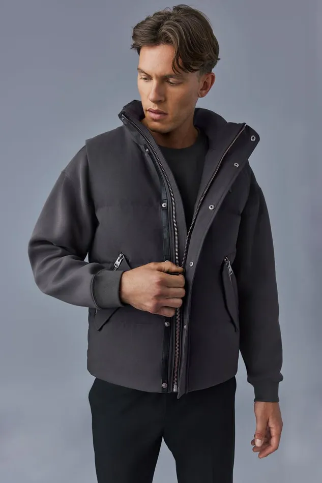 Light Down Jackets Men Mackage JOSEPH Nordic Tech Down Vest With Funnel Collar Trench