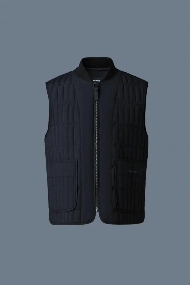 Light Down Jackets Men Mackage LEVI Light Down Vertical Quilted Vest Light Military