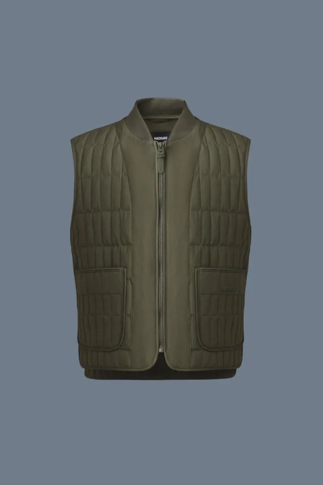 Light Down Jackets Men Mackage LEVI Light Down Vertical Quilted Vest Light Military