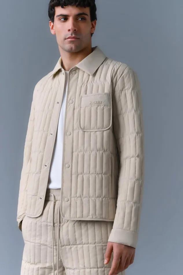 Light Down Jackets Men Mackage MATEO Vertical Quilted Jacket With Spread Collar Light Military Light Down Jackets Men Mackage MATEO Vertical Quilted Jacket With Spread Collar Light Military
