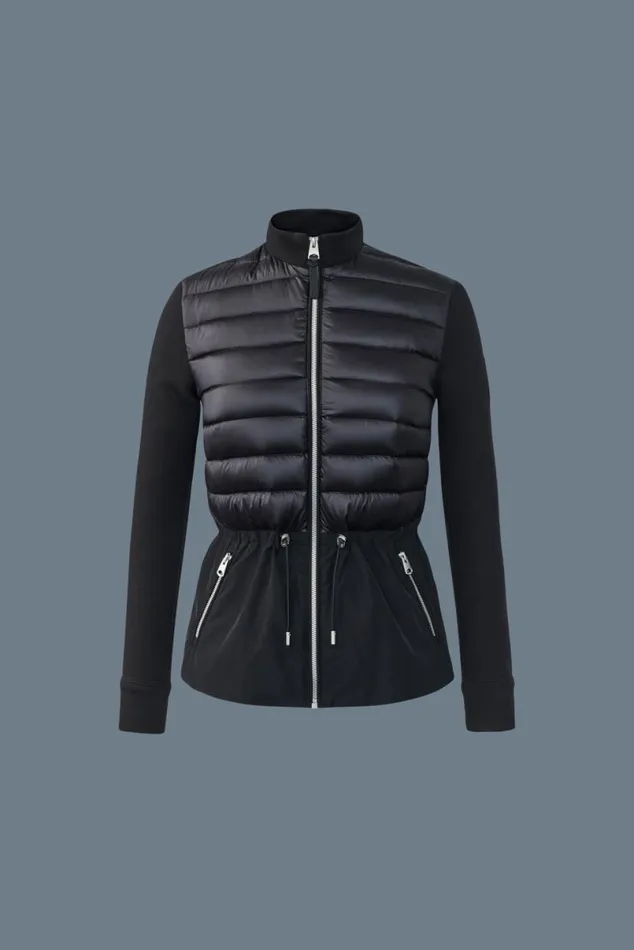 Light Down Jackets Women Mackage JOYCE Hybrid Jacket With Peplum Black Light Down Jackets Women Mackage JOYCE Hybrid Jacket With Peplum Black