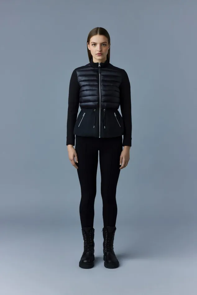 Light Down Jackets Women Mackage JOYCE Hybrid Jacket With Peplum Black Light Down Jackets Women Mackage JOYCE Hybrid Jacket With Peplum Black