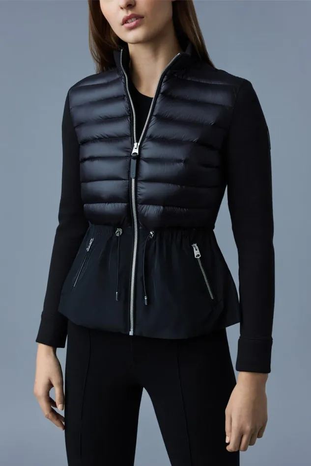 Light Down Jackets Women Mackage JOYCE Hybrid Jacket With Peplum Black Light Down Jackets Women Mackage JOYCE Hybrid Jacket With Peplum Black