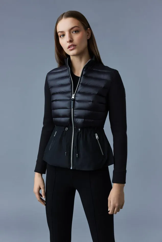 Light Down Jackets Women Mackage JOYCE Hybrid Jacket With Peplum Black Light Down Jackets Women Mackage JOYCE Hybrid Jacket With Peplum Black