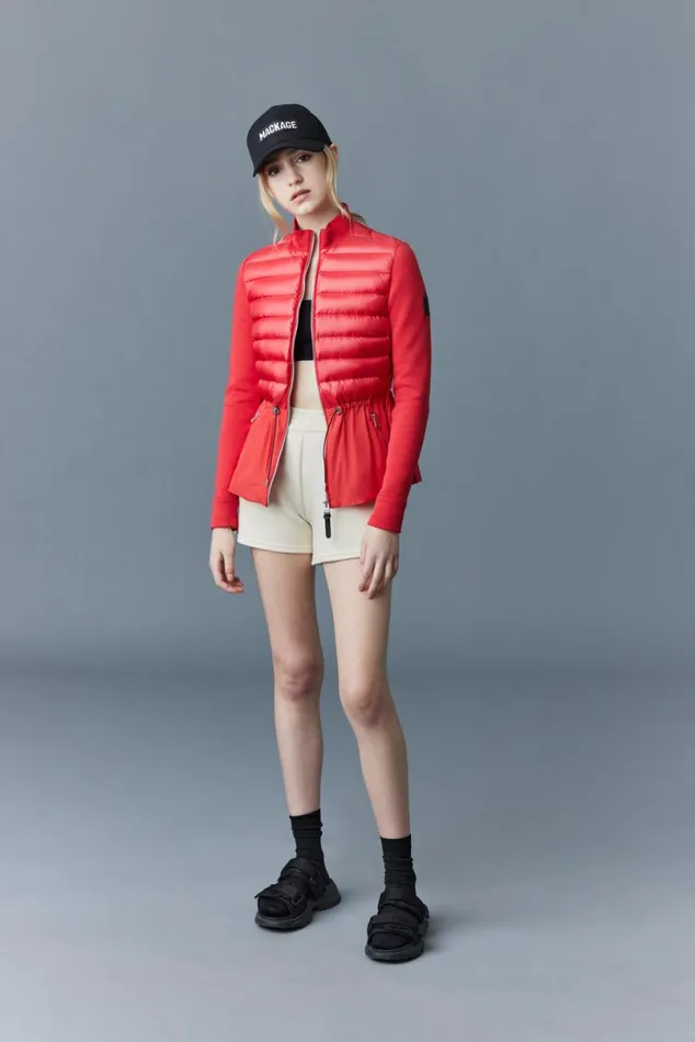 Light Down Jackets Women Mackage JOYCE Hybrid Jacket With Peplum Black Light Down Jackets Women Mackage JOYCE Hybrid Jacket With Peplum Black