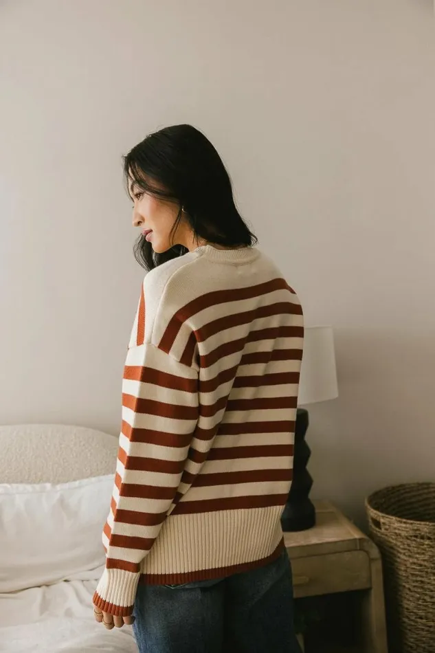 Liliana Striped Sweater Rust Women Bohme Tops