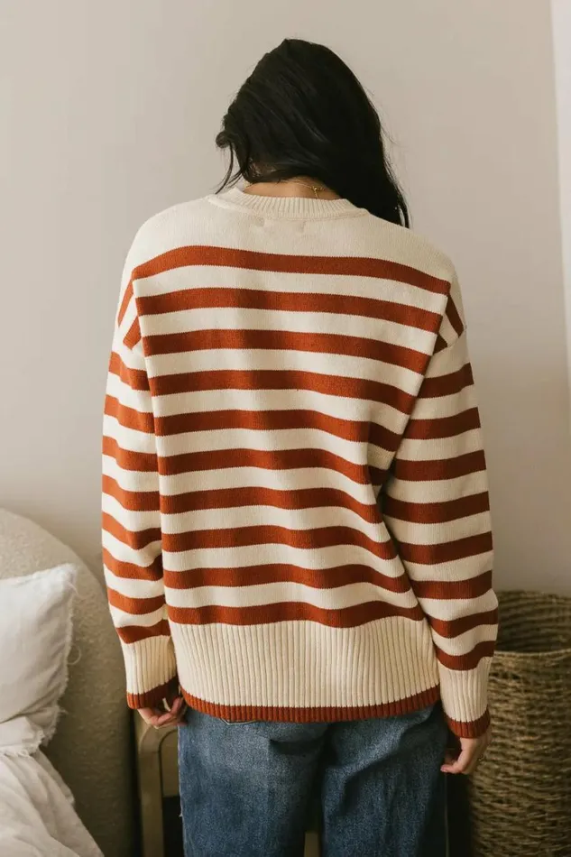 Liliana Striped Sweater Rust Women Bohme Tops