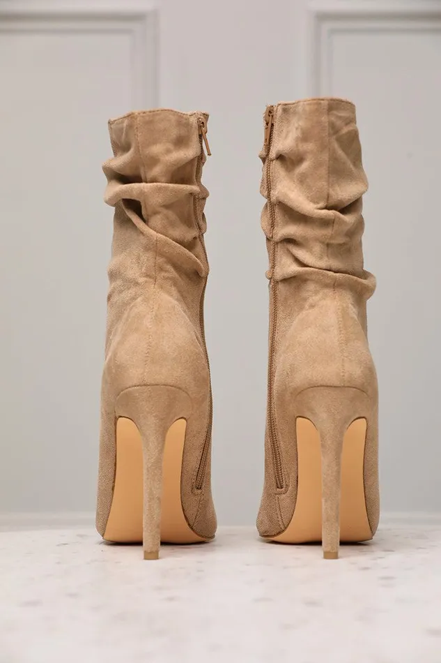 Lilly039s Kloset Booties Women Liana Suede Bootie Taupe FINAL SALE