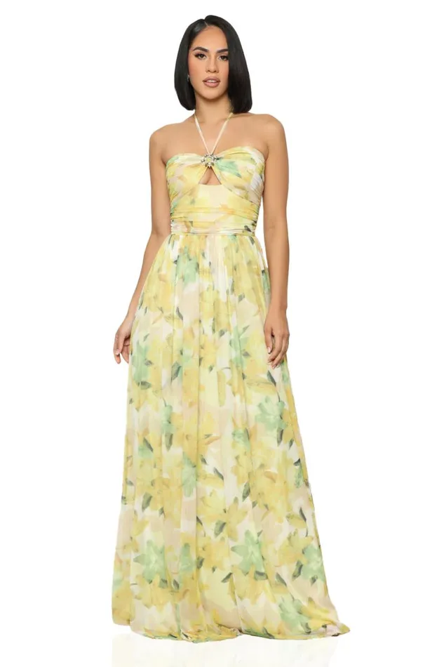 Lilly039s Kloset Dresses Women Botanical Halter Top Maxi Dress