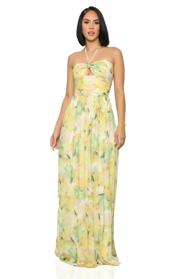 Lilly039s Kloset Dresses Women Botanical Halter Top Maxi Dress