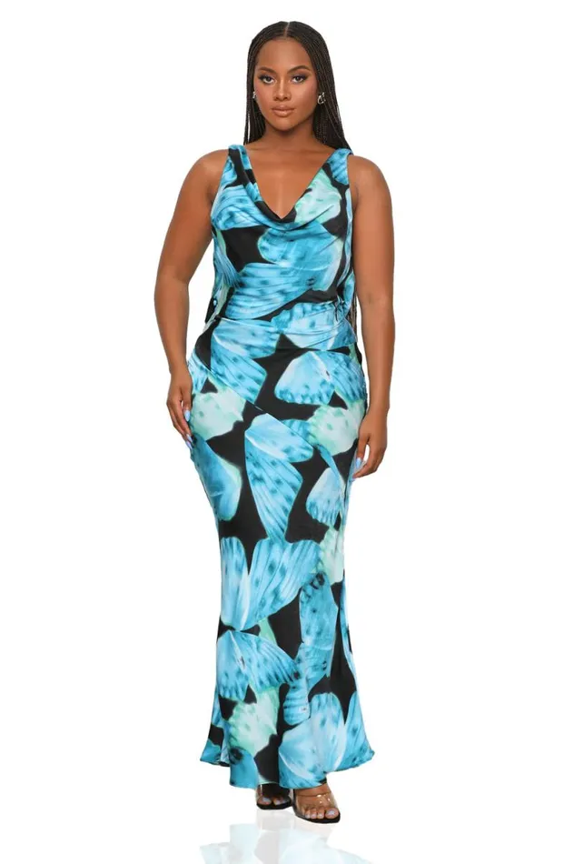 Lilly039s Kloset Dresses Women Butterfly Effect Maxi Dress Blue Multi FINAL SALE